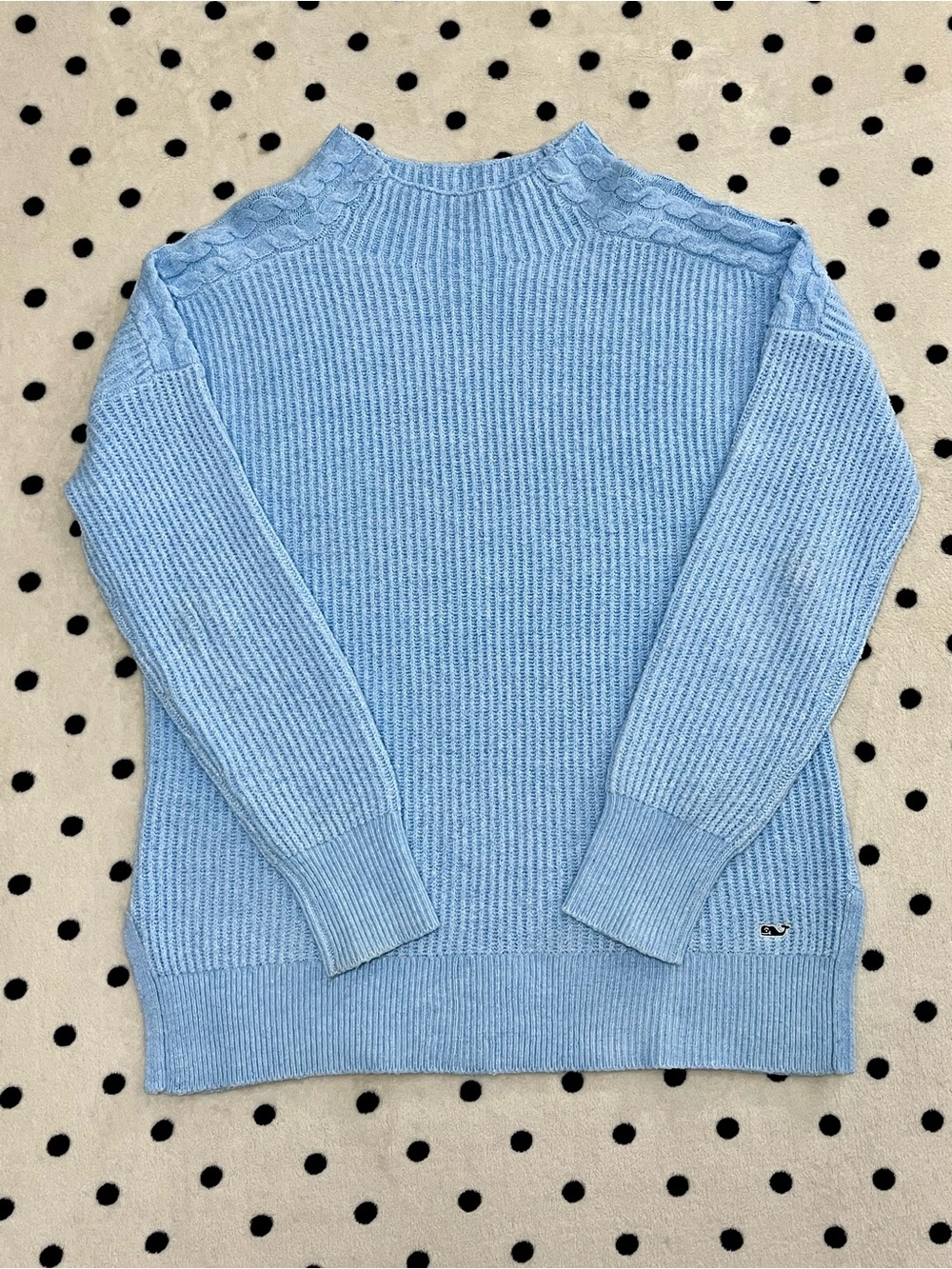 Vineyard Vines Shaker Knit Cable Shoulder Mock Neck Sweater Size S